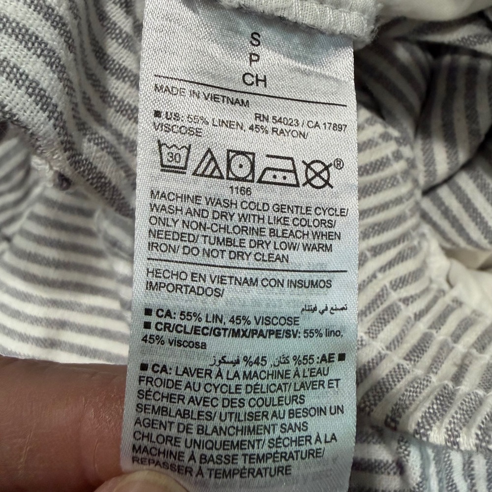Old Navy Straight Leg Pants Womens Small Blue White Striped Linen Blend - Picture 5 of 5